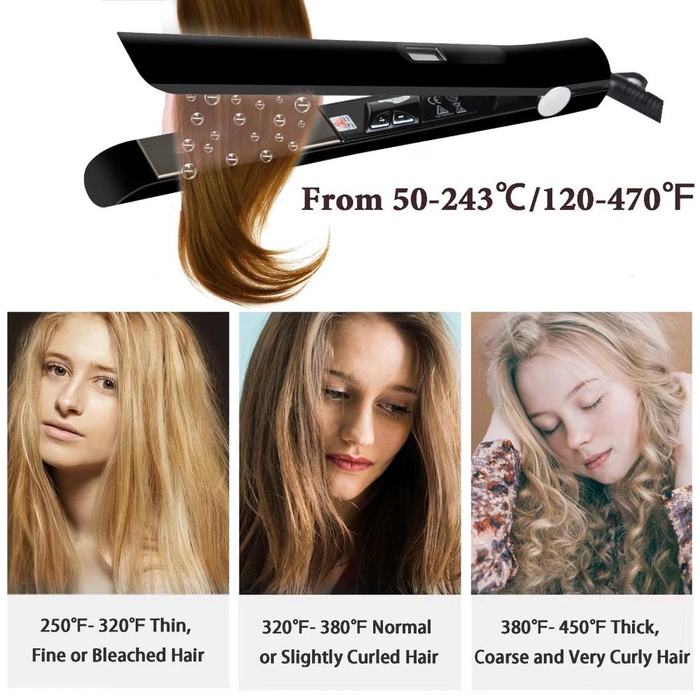 Lisseur de cheveux professionnel traitement de la kératine plaque de titane de fer plat 470 ℉ Fer