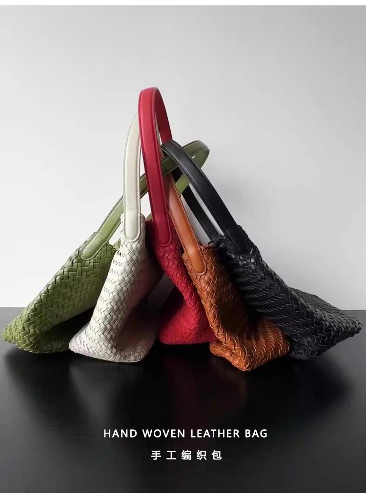 Sac de shopping de luxe pour femmes, nouveau sac seau en cuir tissé à la main haut de gamme, sac mes