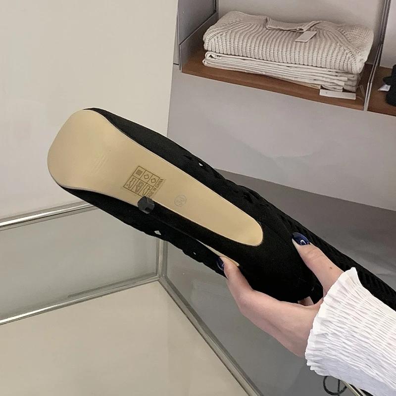 Eilyken Bottes d'été sexy à bout ouvert et ajourées pour femme, en maille, à lacets, à talons aiguil