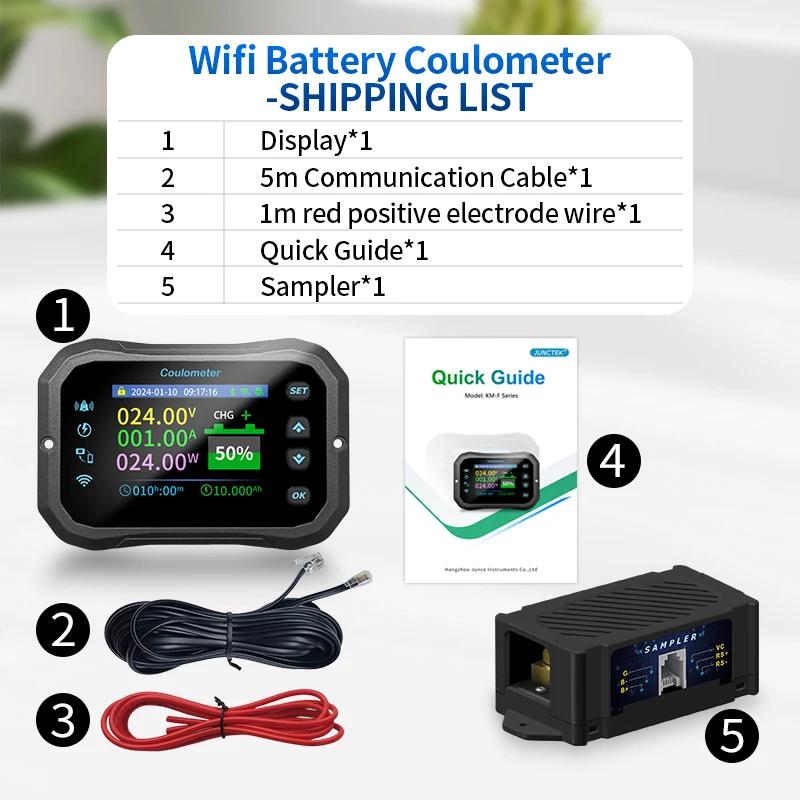 Compteur Coulomb WiFi KM140F, volt-ampèremètre de puissance, indicateur de capacité de batterie au l