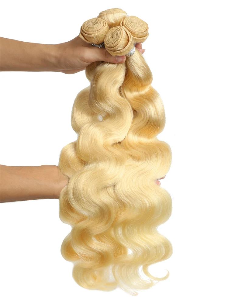 Mèches Body Wave brésiliennes naturelles Remy, couleur blond miel 613, 30 32 34 36 38 40 pouces, tis