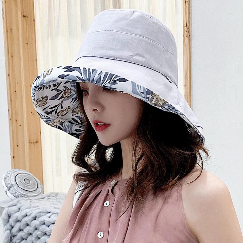 Chapeau seau pour femmes, chapeau de pêcheur quatre saisons, chapeau à grand bord, Double face, pare