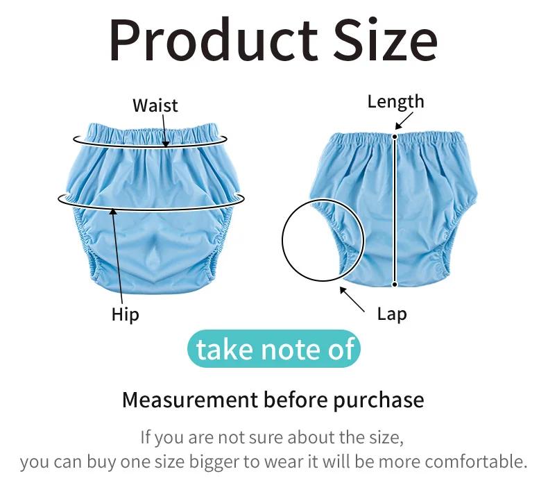 1pc couleur unie imperméable iaper pour adultes lavable réutilisable couche-culotte pantalon anti-fu