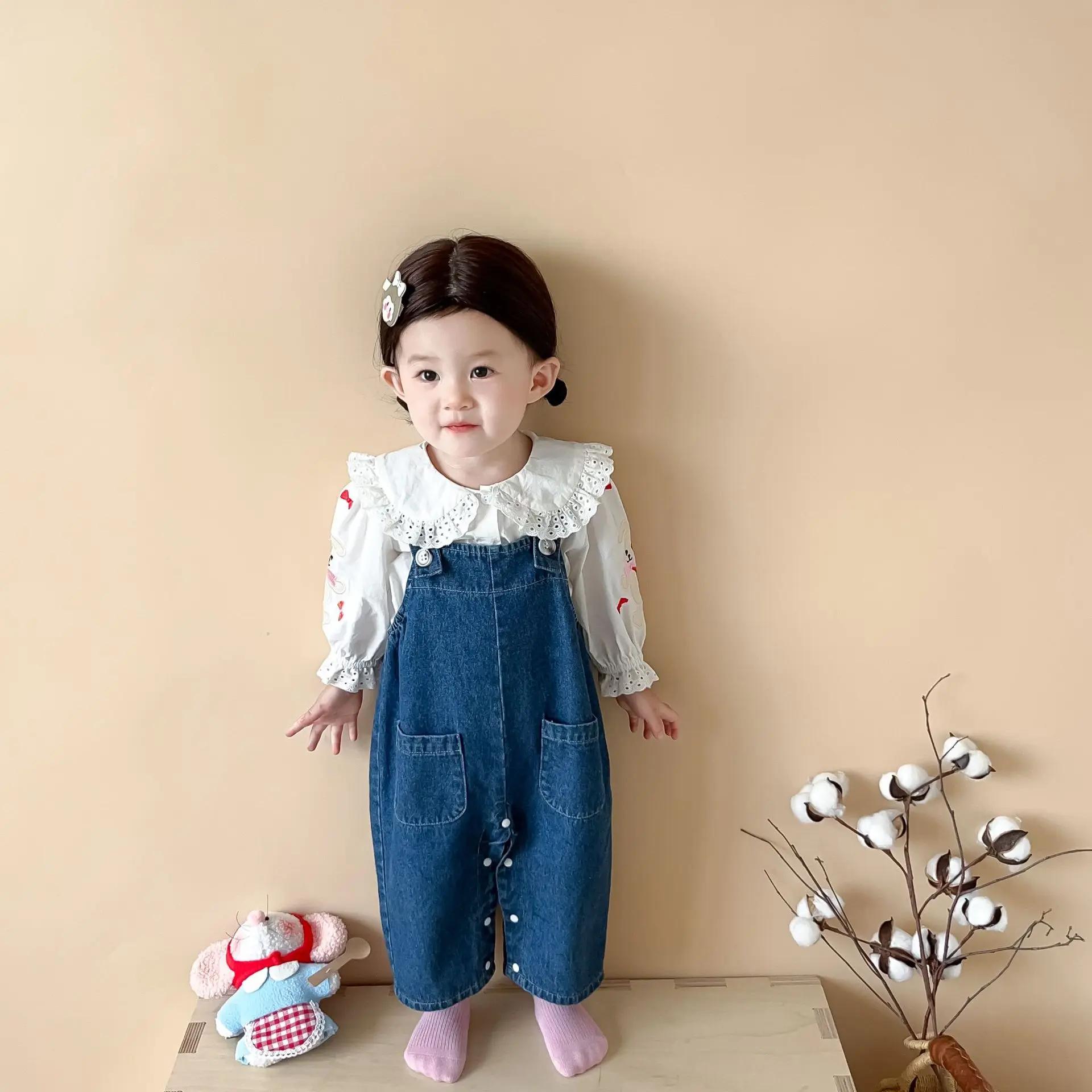 Combinaison en Denim sans manches pour bébé fille, salopette mignonne avec oreilles de lapin, barbot