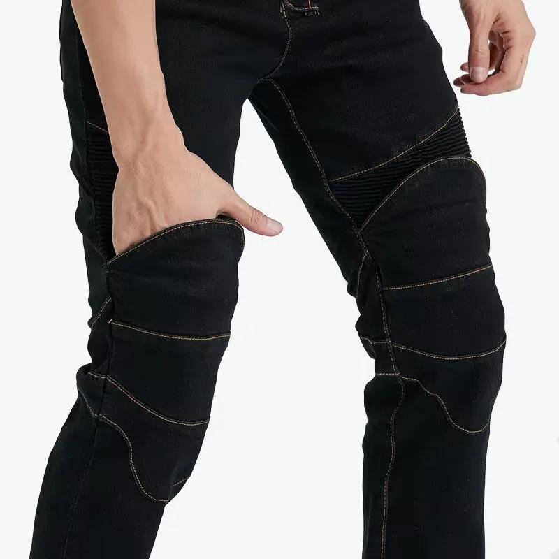 Jeans de moto brodés pour hommes, pantalon, ceinture de motocross, option d'équipement de protection
