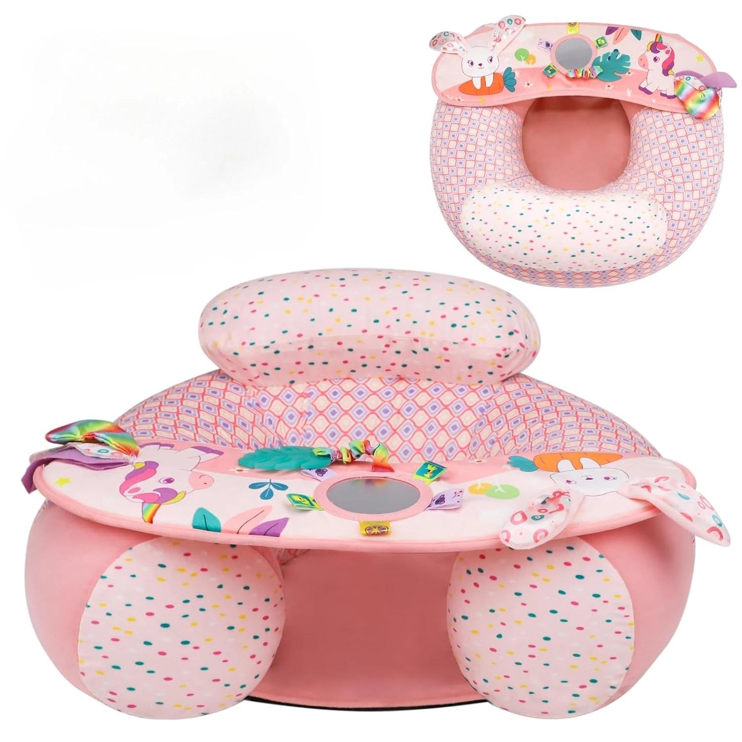 Siège gonflable pour bébé assis avec plateau de jouets sensoriels, Support arrière pour tout-petits,