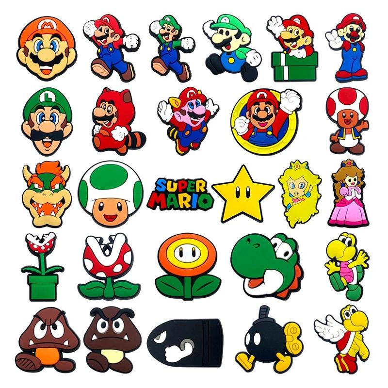 Breloques de chaussures en forme de figurines de dessins animés, accessoires mignons Superbros pour