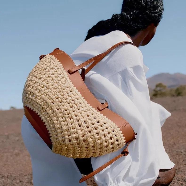 Nouveau sac tissé à la main, tendance, décontracté, simple, grande capacité, sac de plage, sac à ban