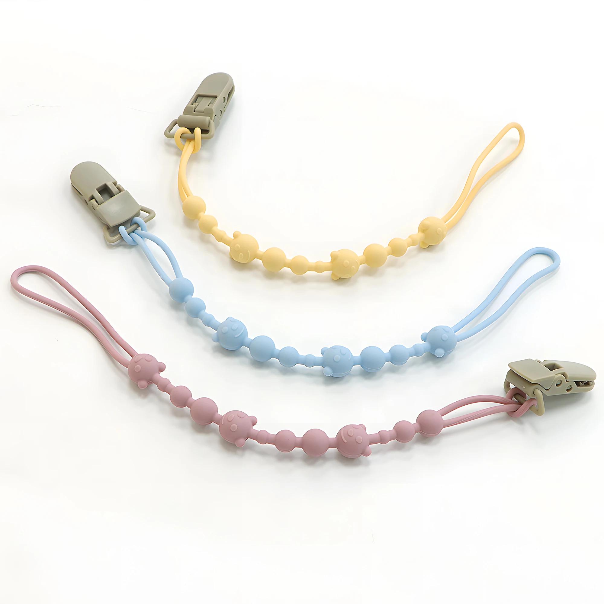 Sucette apaisante Anti-chaîne pour poussette de bébé, anneau de dentition, chaîne Anti-perte, Clip d