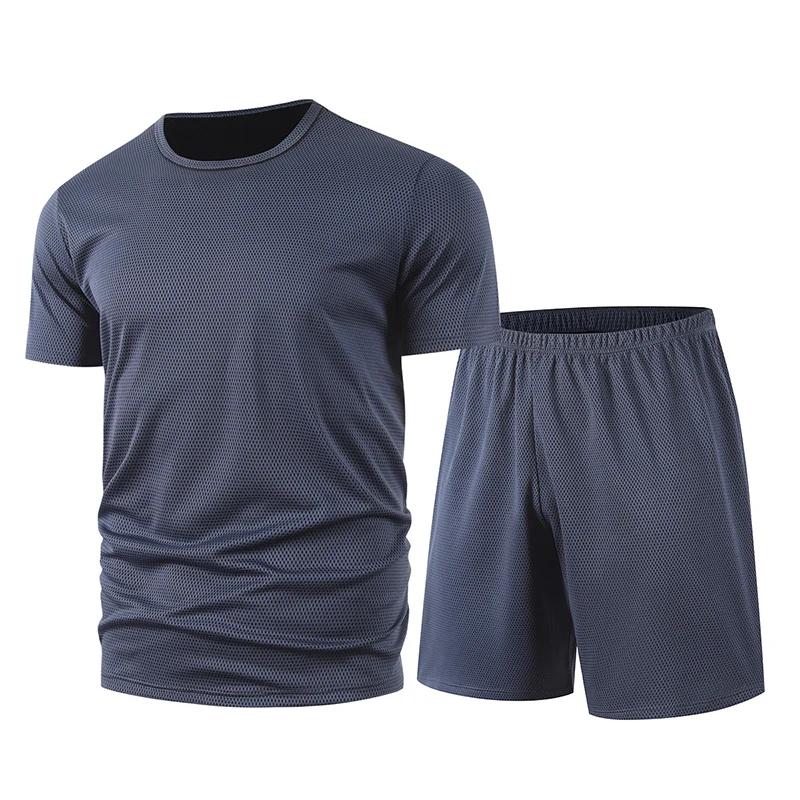 Ensemble d'été 2 pièces en maille multicolore pour hommes, short à manches courtes, T-shirt de sport