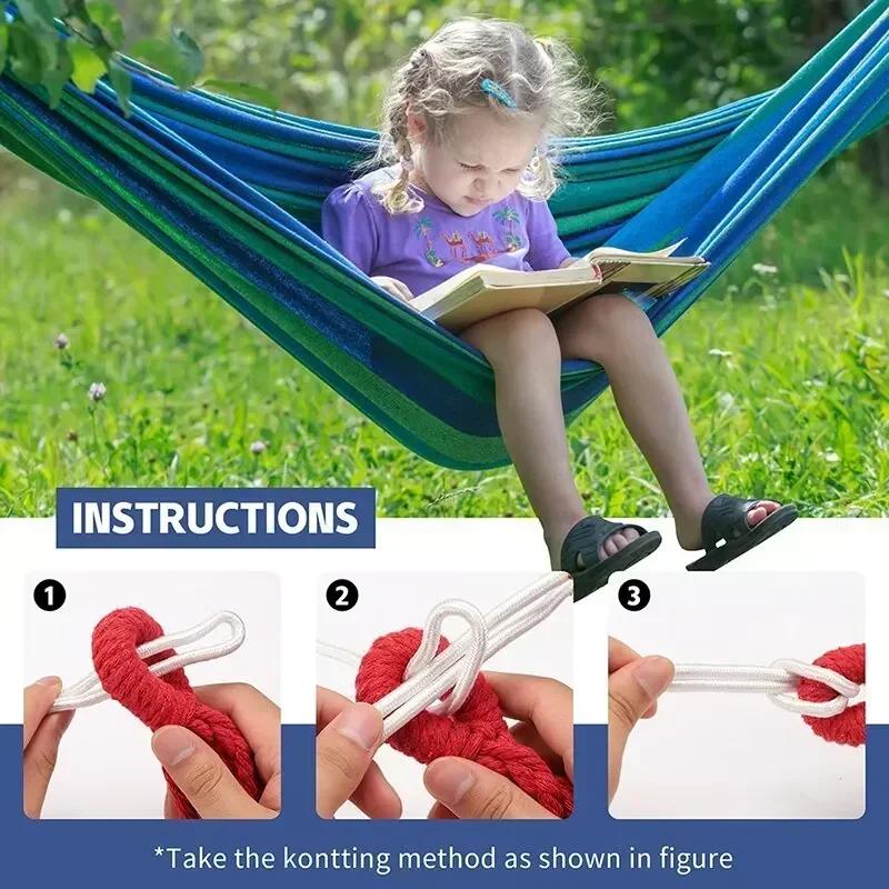 Hamac en toile de qualité supérieure pour Camping, balançoire extérieure avec cordes d'arbre, Suppor