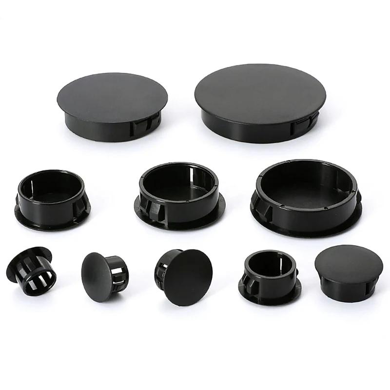Bouchons Ronds Noirs en Plastique à Encliqueter, Couvercles pour Trous de Meubles et de Bureau, 5/5/