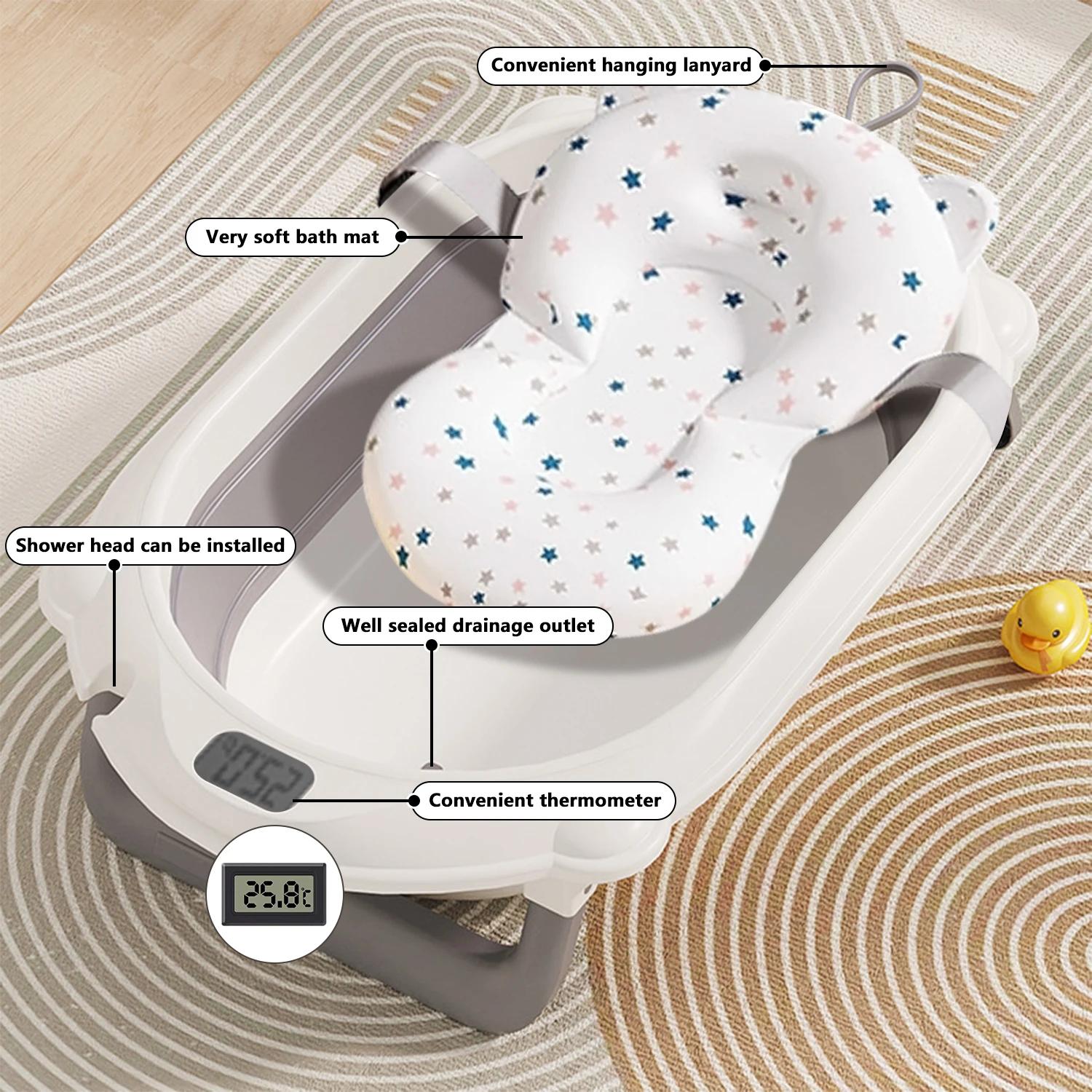 Baignoire bébé 3 en 1 avec support, baignoire pliable pour bébé de la naissance à la petite enfance