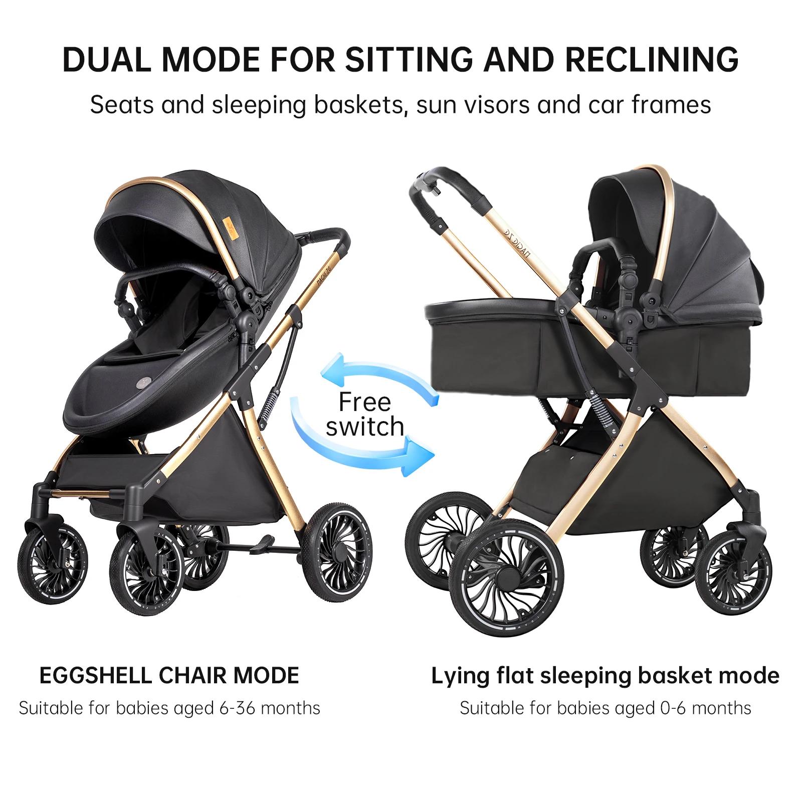 Poussette Bébé Nacelle Coque Œuf 3 en 1 Design Cocoon Type Utérus Convertible en Nacelle Plate Posit