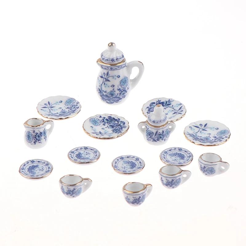 Vaisselle Miniature pour maison de poupée 1:12, 15 pièces, ensemble de tasses à thé en céramique et