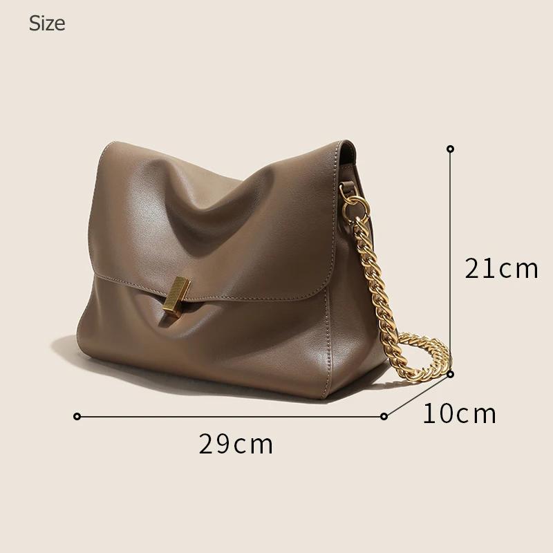Sac à bandoulière en cuir De vache véritable pour femmes, sac à main tendance avec chaîne, grande ca