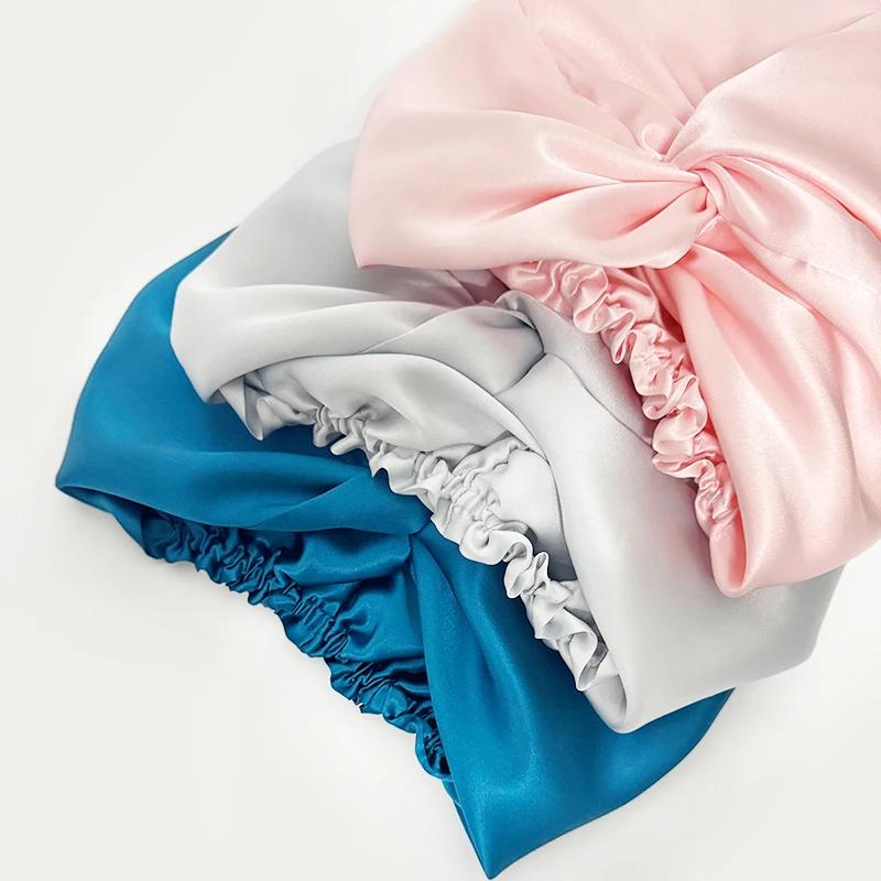 Bonnet de couchage inja torsadé à double couche pour femme, turban naturel avec ruban élastique, env