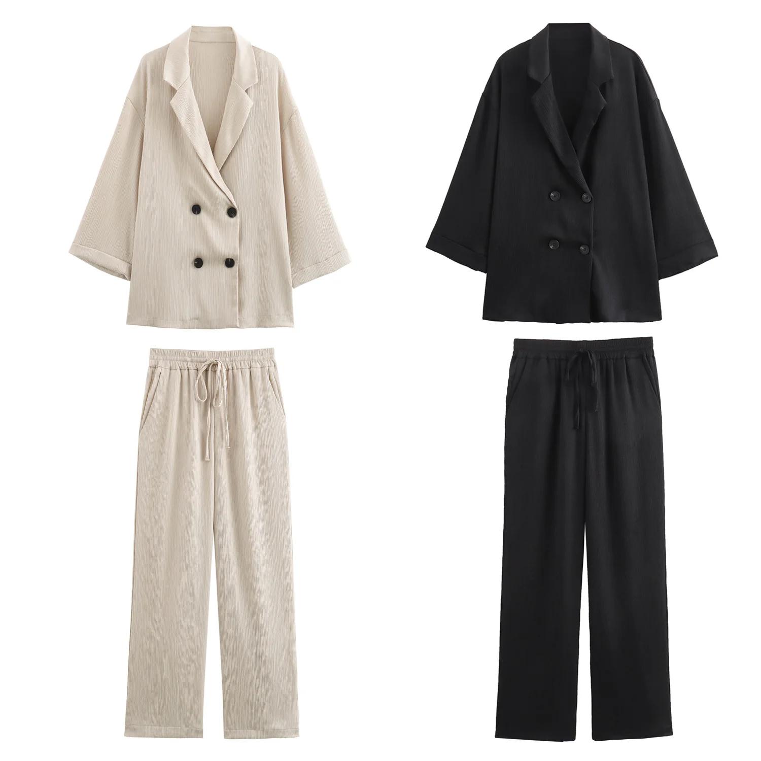 Ensemble veste et pantalon décontractés pour femmes, déformés, trempés, à la mode, style européen et