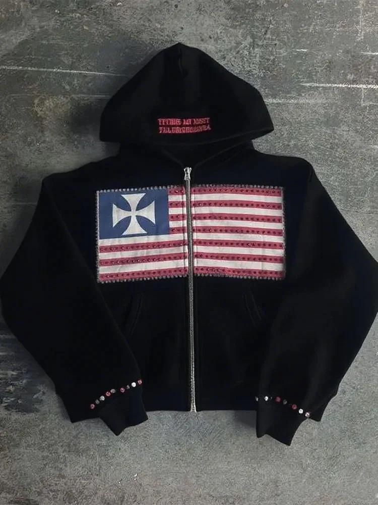 Sweat-shirt à capuche pour hommes, design minimaliste, motif de collision de couleurs, drapeau natio