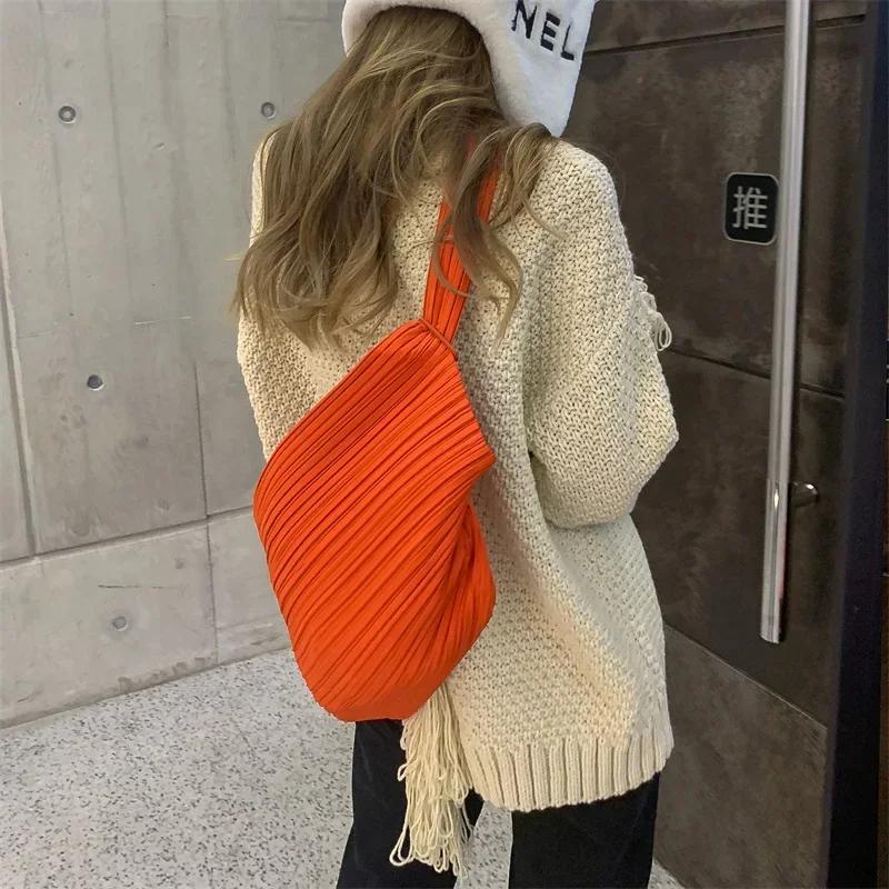 YUDX-Sac plissé de grande capacité pour femme, sac à bandoulière, rétro, simplicité, lancé, nouveau