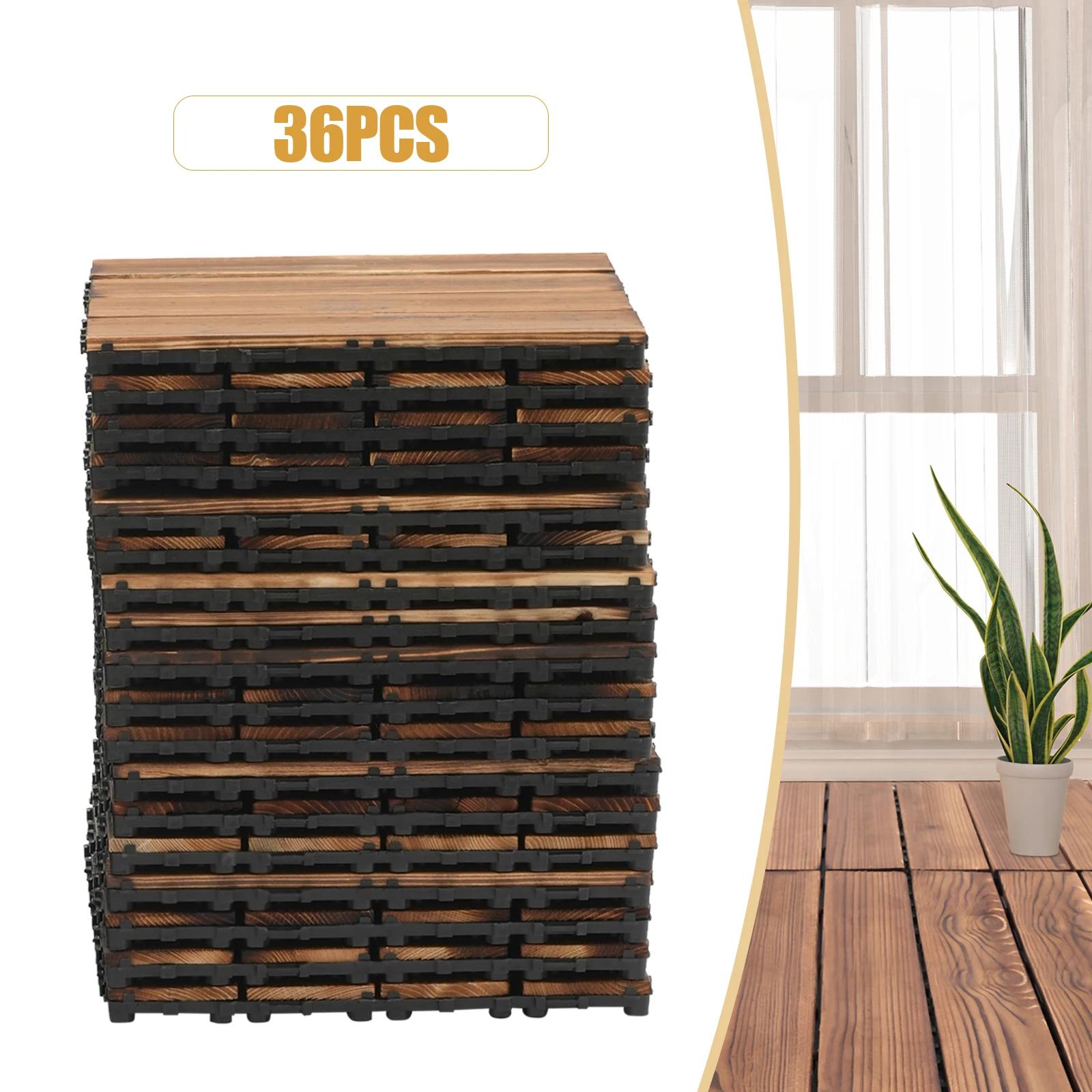 Carreaux de sol imbriqués en bois dur, carreaux de plancher imbriqués en bois, 12 po × 12 po imbriqu