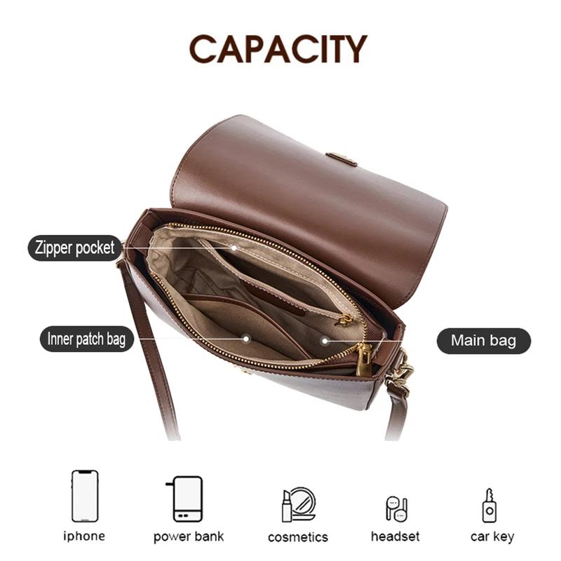 Sac à main décontracté en croûte de cuir pour femmes, sac sous les bras pour dames, sac à bandoulièr