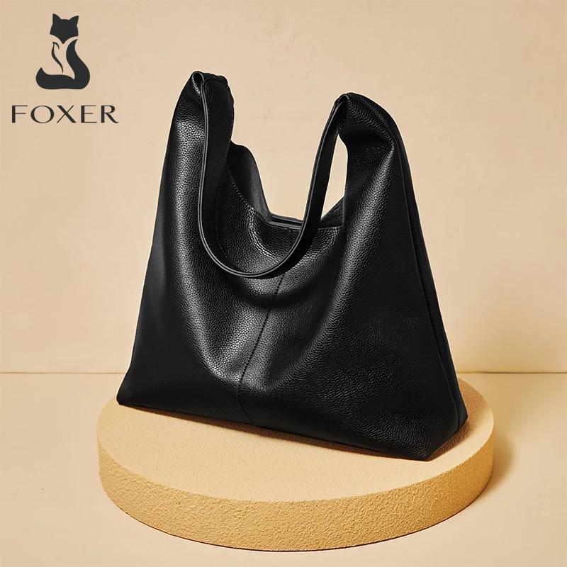 Sac à bandoulière minimaliste en cuir fendu FOXER pour femme, nouveau sac hobo décontracté uni 2026,