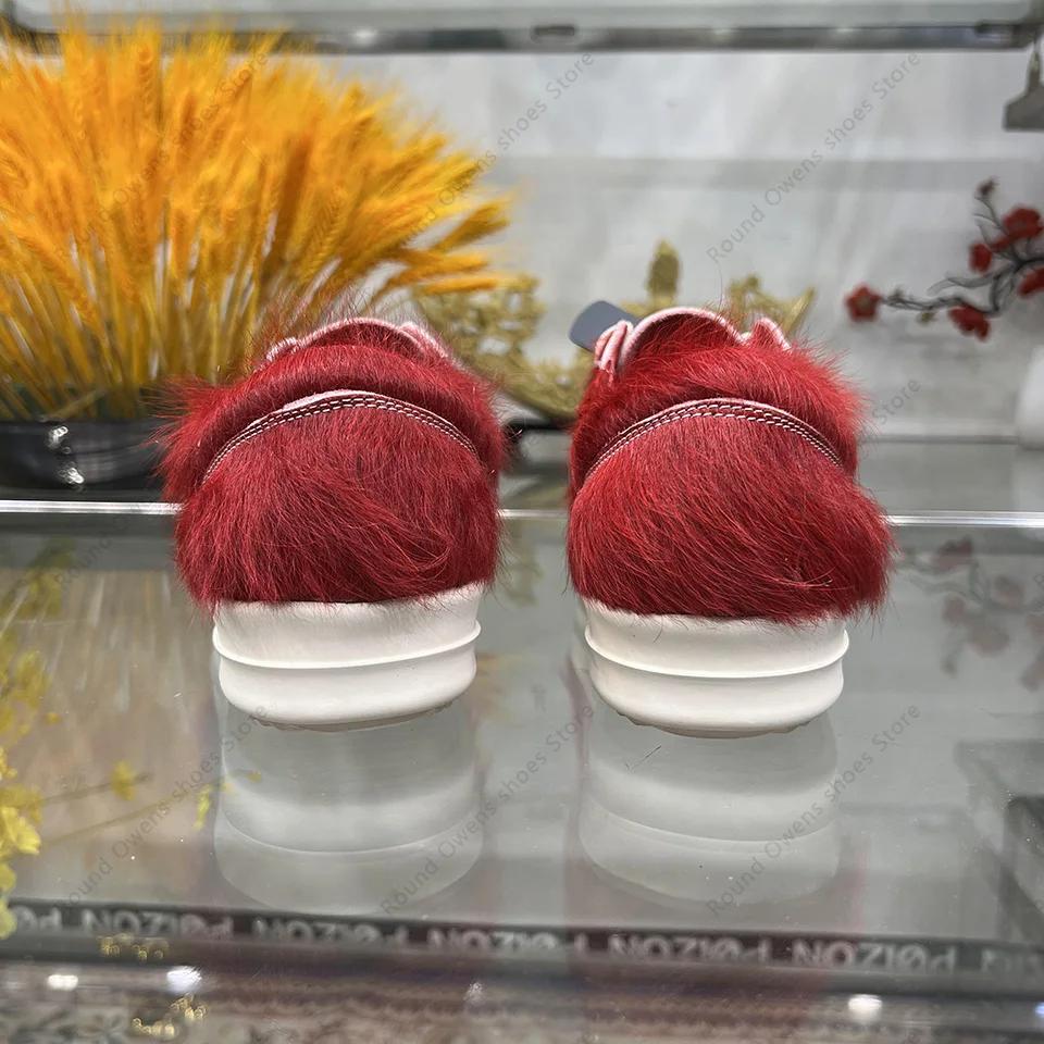 Chaussures décontractées en crin de cheval pour hommes et femmes, chaussures rouges foncées, cuir vé
