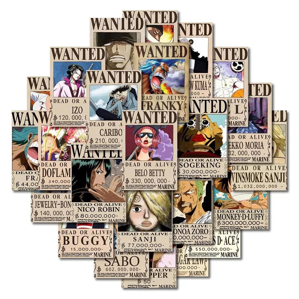 10/30/56 pièces Anime une pièce recherché affiches autocollants dessin animé décalcomanies Cool ordi