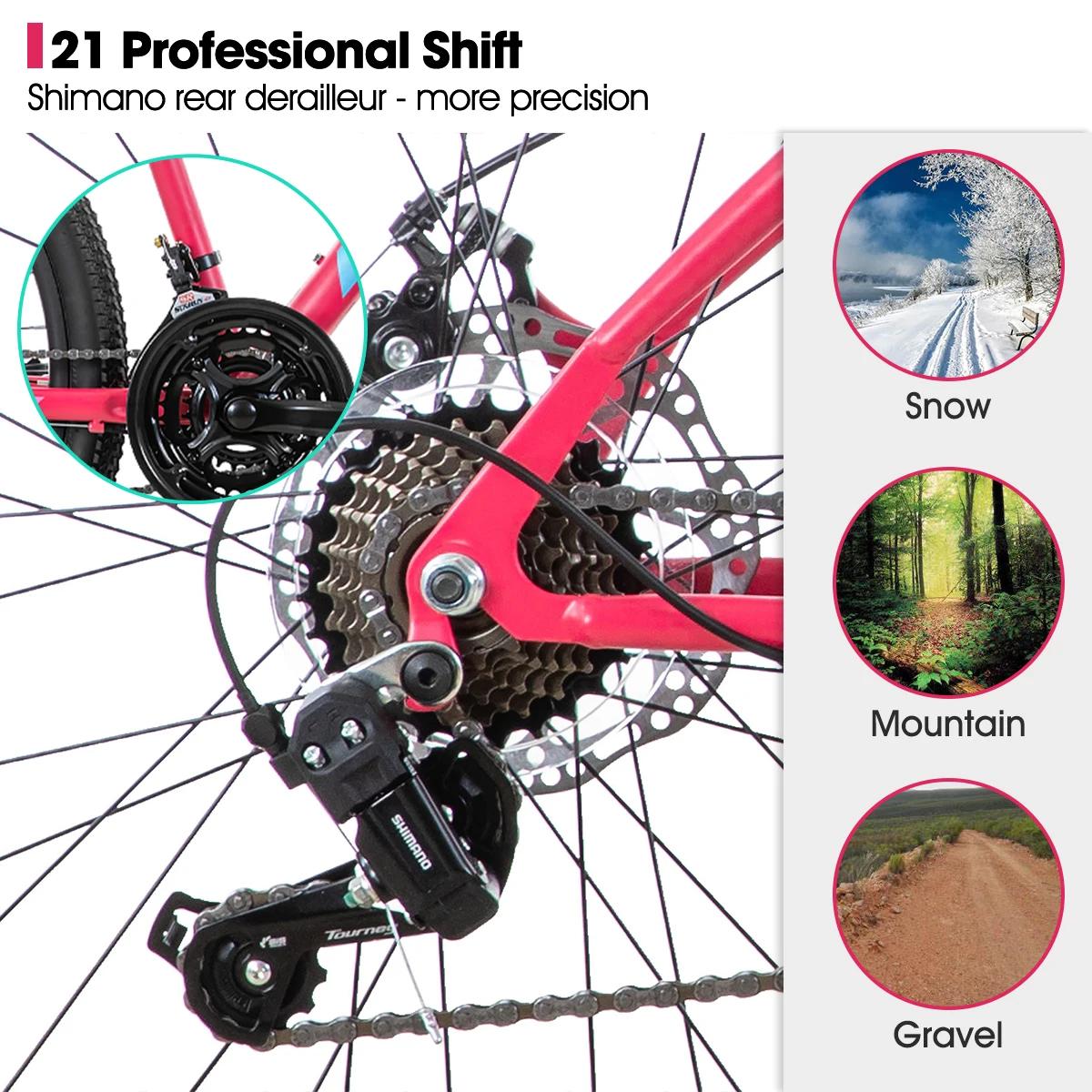 Hiland-VTT 26 pouces pour femmes et hommes, vélo avec cadre traversant, Shimano 21 vitesses, VTT à f