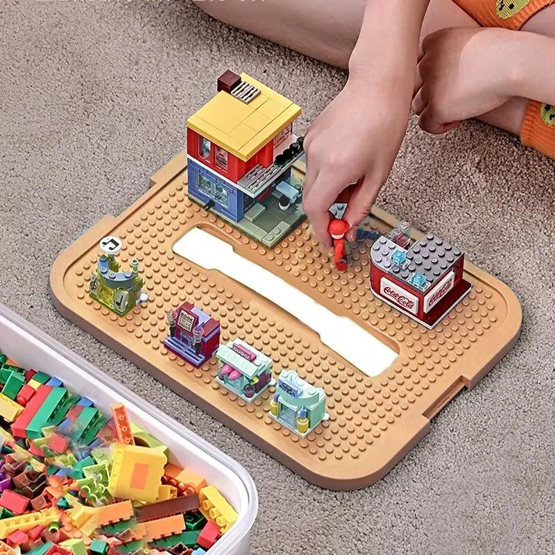 Boîte de rangement en plastique en forme de brique pour blocs de construction, bac empilable, jouets