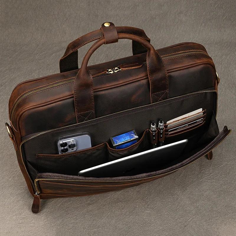 Étui à Bombes en Cuir group pour Homme, Sac d'Ordinateur, 14 15.6 Pouces, PC, Médecin, Avocat, Busin