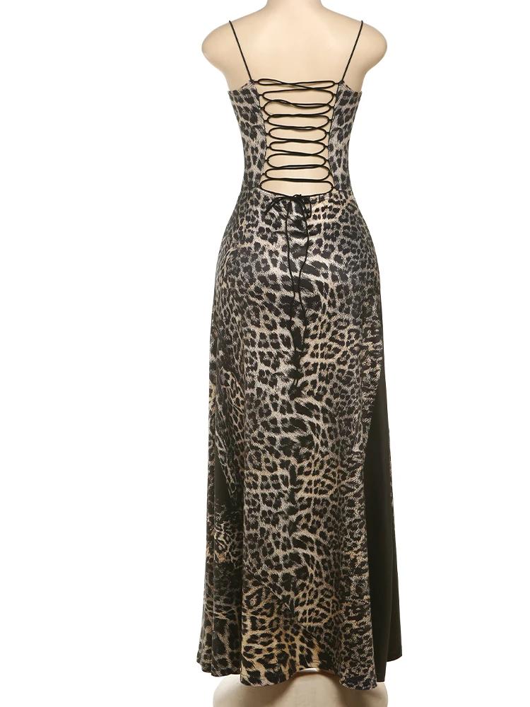 Bizarre chat dos nu robe froncée femmes maille Patchwork Sexy Coquette sans manches été fête d'anniv