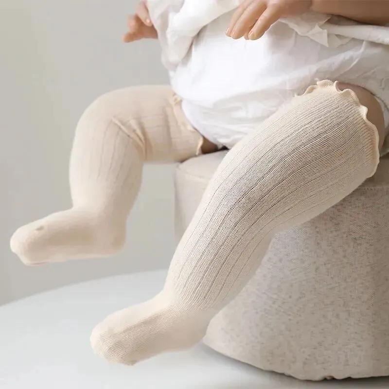 3 paires/lot bébé filles chaussettes dentelle froufrous solide coton longue genou haute enfants chau