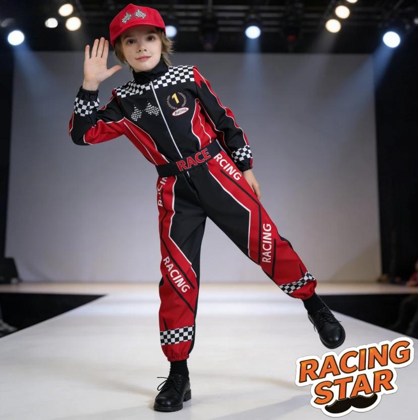 Costume de pilote de course pour enfants, tenue de spectacle sur scène, vêtements de fête pour Hallo