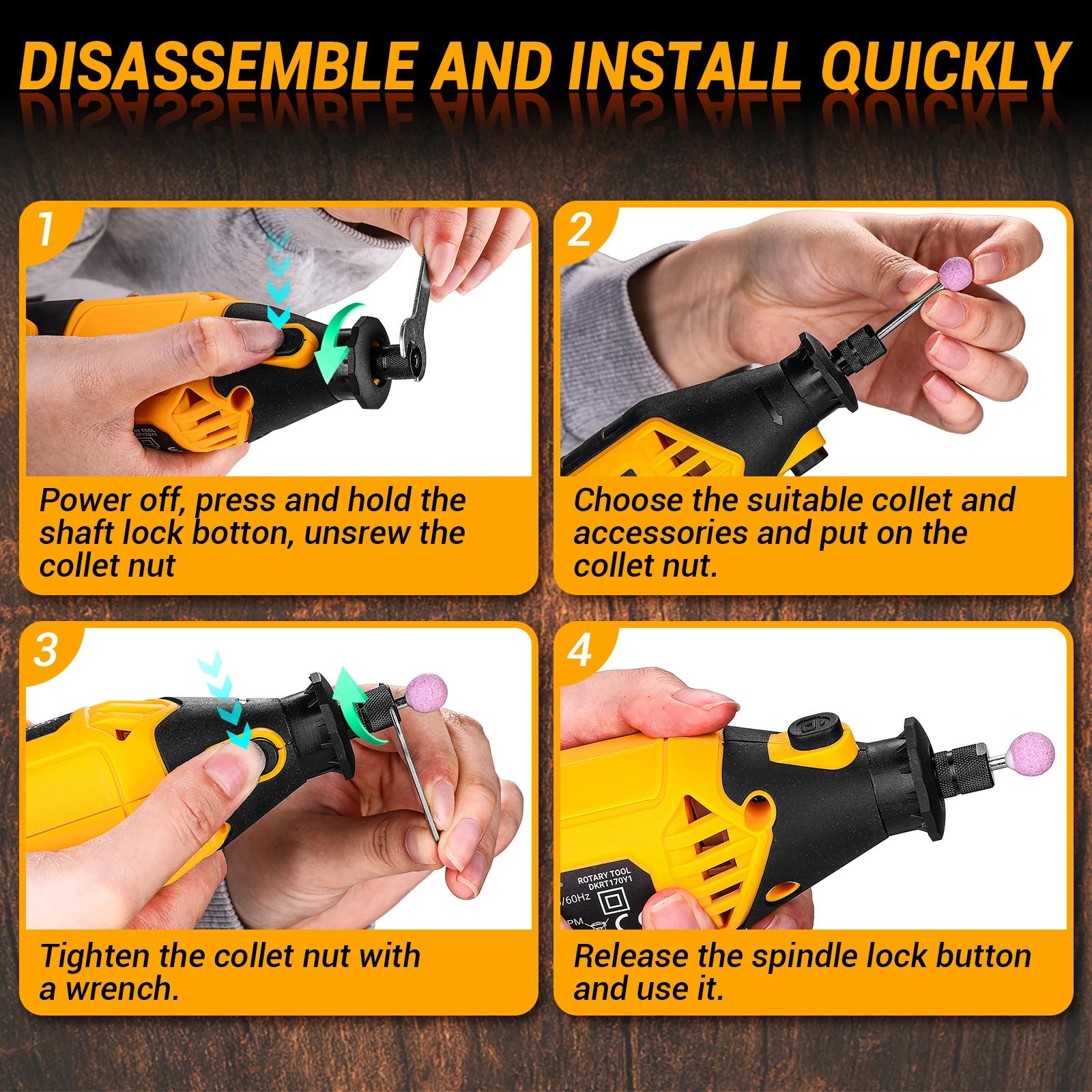 DEKO Kit d'outils rotatifs outils rotatifs manuels électriques Mini pour bois/métal, meuleuse électr