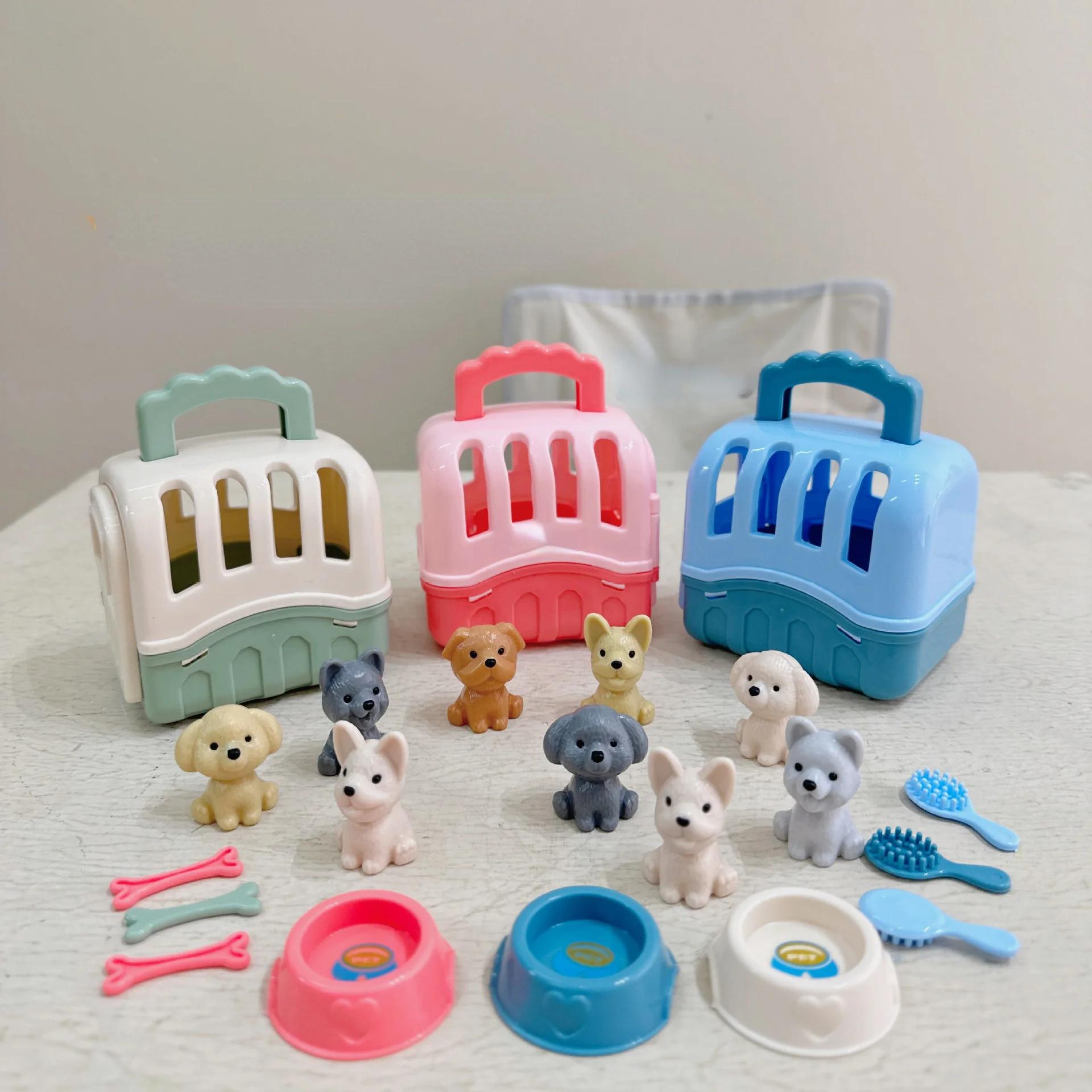 Panier pour animaux de compagnie, 8 pièces/ensemble, jouets familiaux, ensemble de poupées pour chie