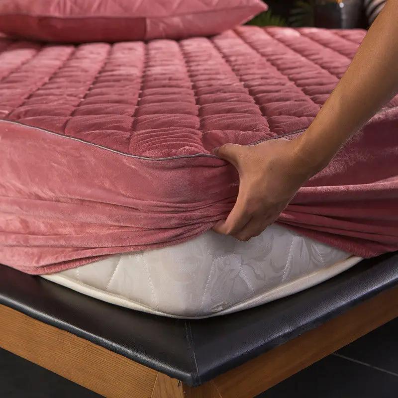 Housse de matelas matelassée épaisse en peluche, drap-housse chaud et doux en velours cristal, King