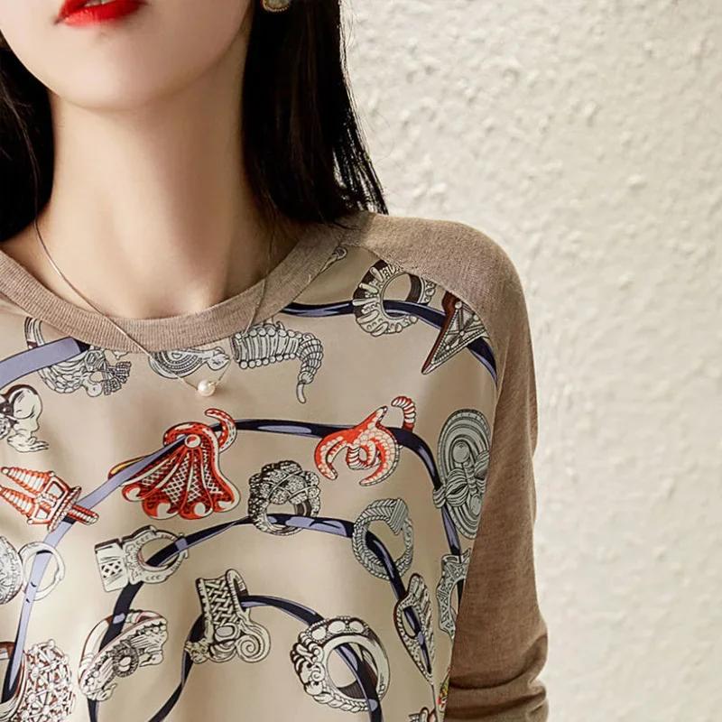 Pull tricoté à manches longues et col rond pour femme, haut élégant et assorti avec tout, nouvelle m