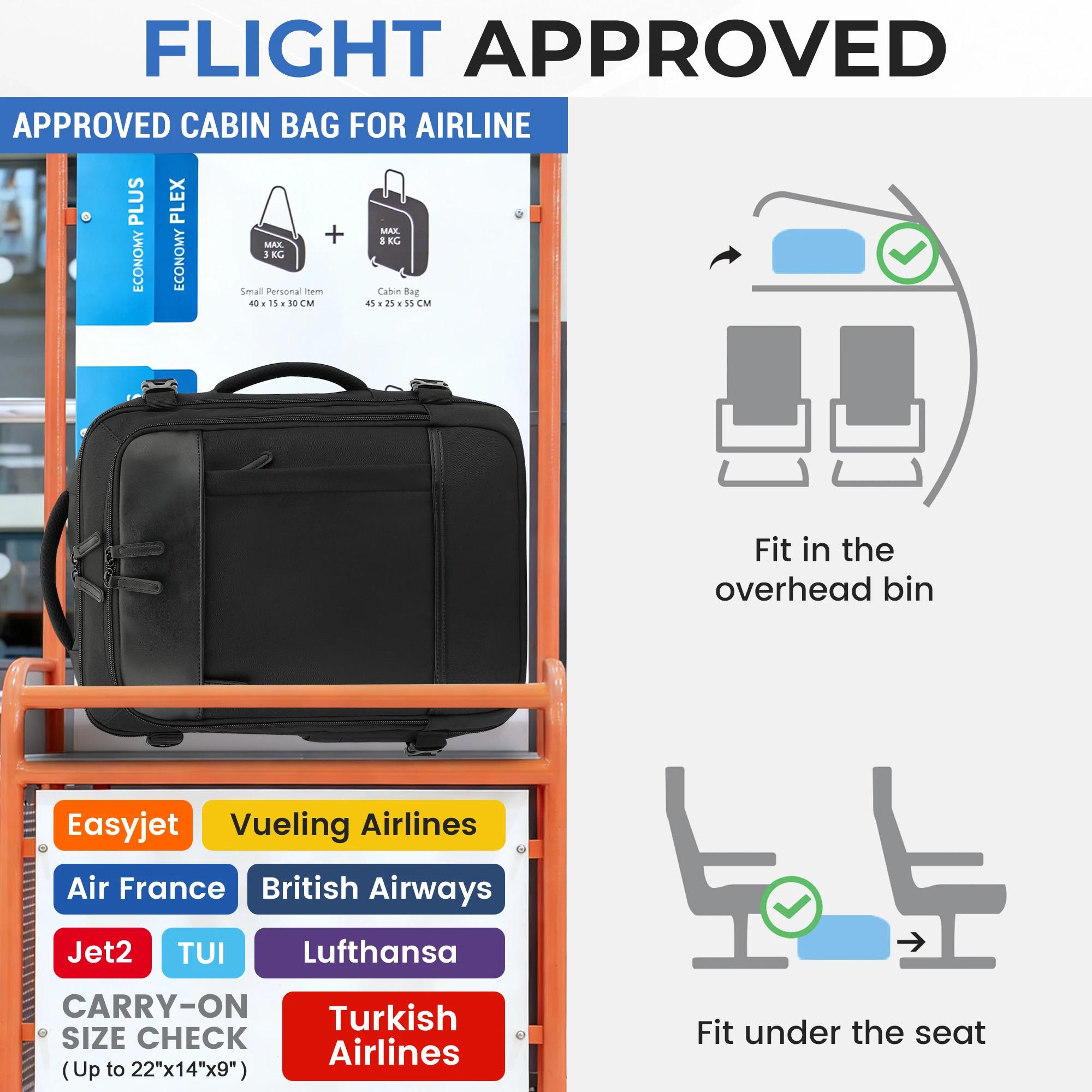 Ryanair 40x30x20 sac de cabine à bagages, 40x30x20 sac hommes femmes 15.6 pouces pochette d'ordinate