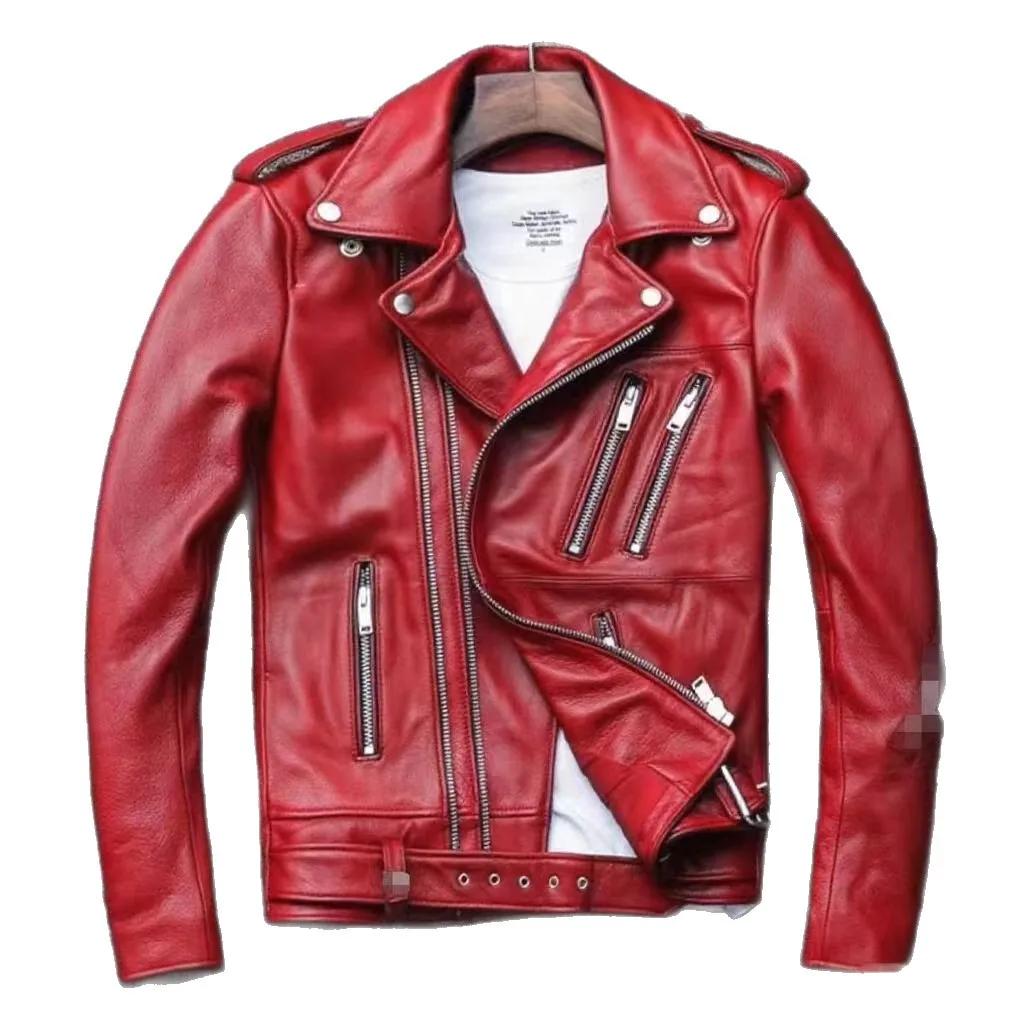 Veste en cuir PU surdimensionnée pour homme, style polo, avec plusieurs fermetures éclair, pour l'au