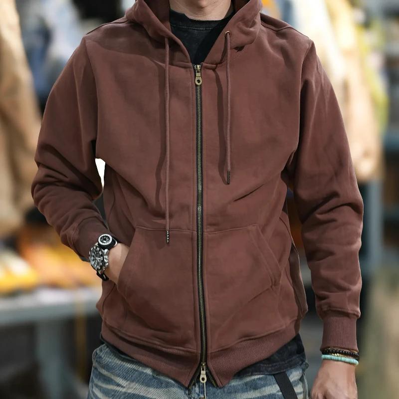 Cardigan à Capuche Rétro pour Homme, Vêtement de Marque, Lourd, Ample, Grande Taille, Nouvelle Colle