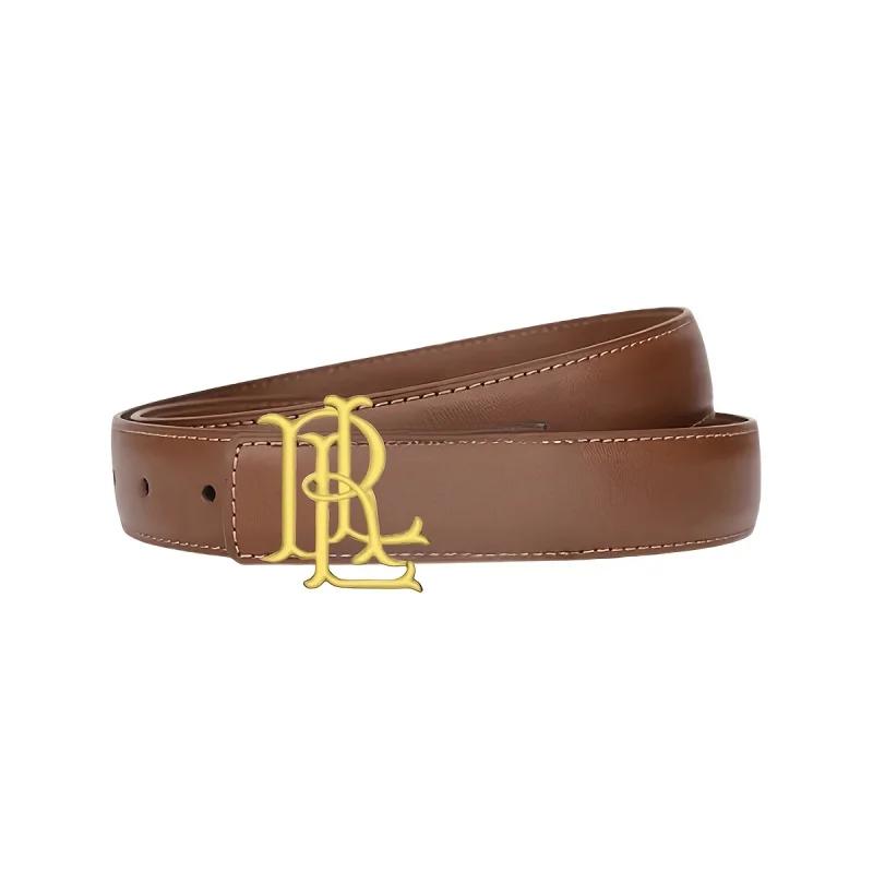Ceinture élégante avec lettres dorées pour femme – Une luxueuse ceinture marron-noir avec une boucle