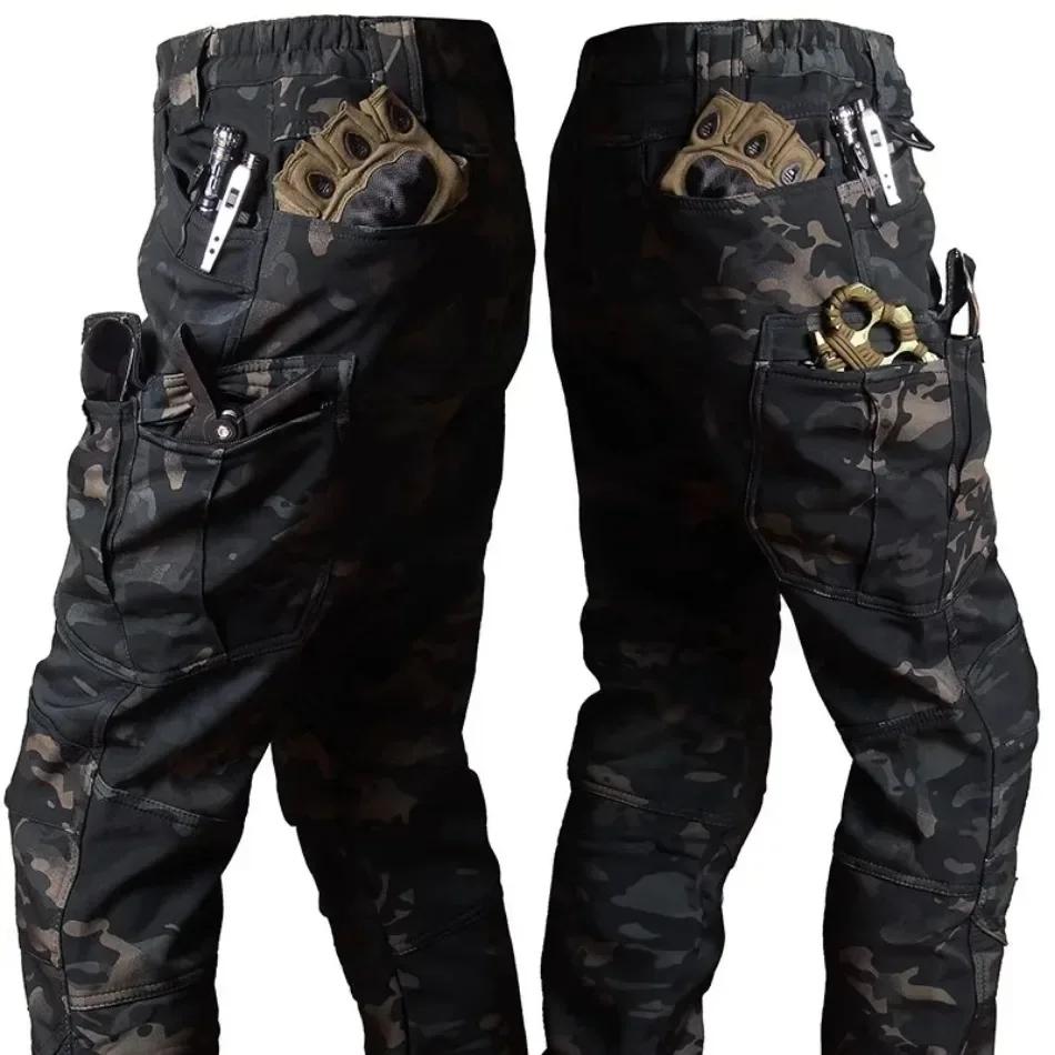 Pantalon tactique d'hiver pour hommes, peau de requin, coque souple, Cargo, extérieur, multi-poches,