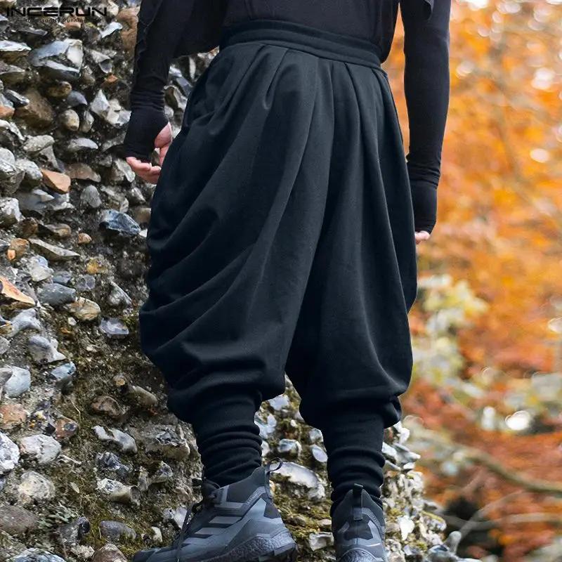 INCERUN hommes pantalons couleur unie cordon Joggers décontracté mâle sarouel Streetwear ample mode