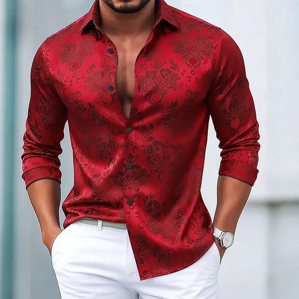 Chemise 3D à manches longues pour hommes, imprimé graphique ethnique complexe de fleurs florales, St