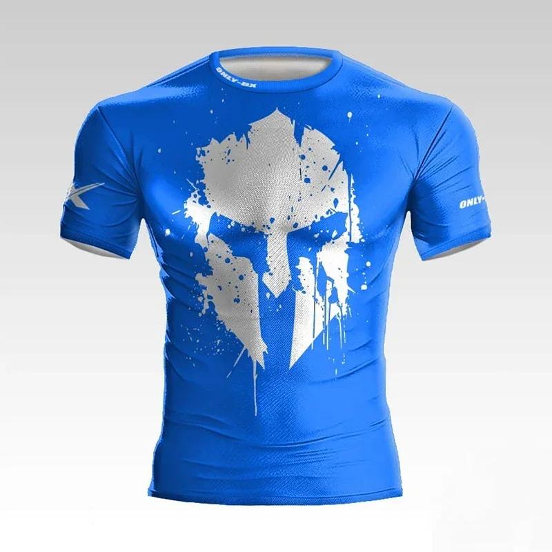 T-shirt pour hommes imprimé en 3D, nouveau style d'été, casque Spartan, pour la boxe et le fitness,