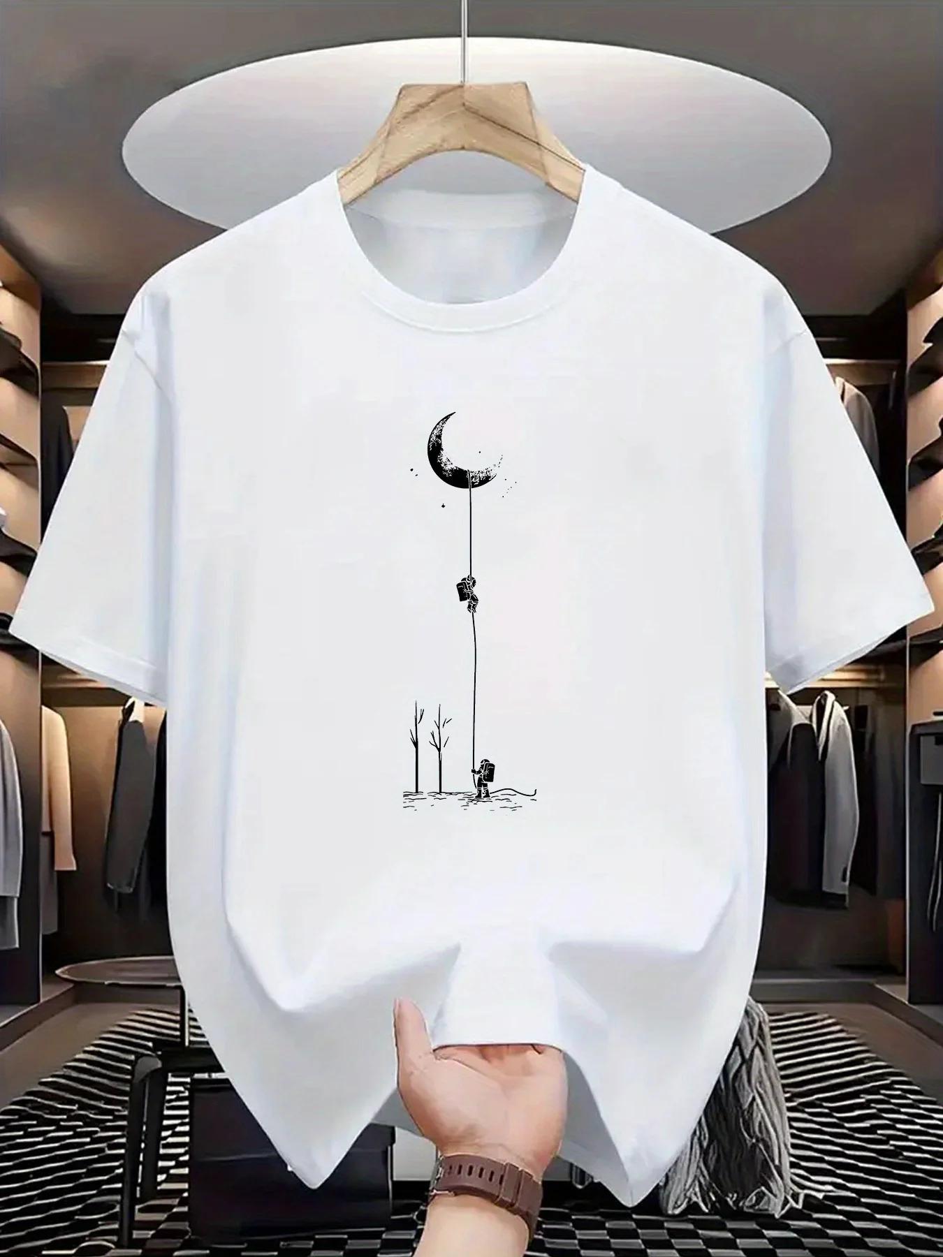 T-shirt à manches courtes et col rond pour hommes, 100% pur coton, coupe ample, décontracté, grande
