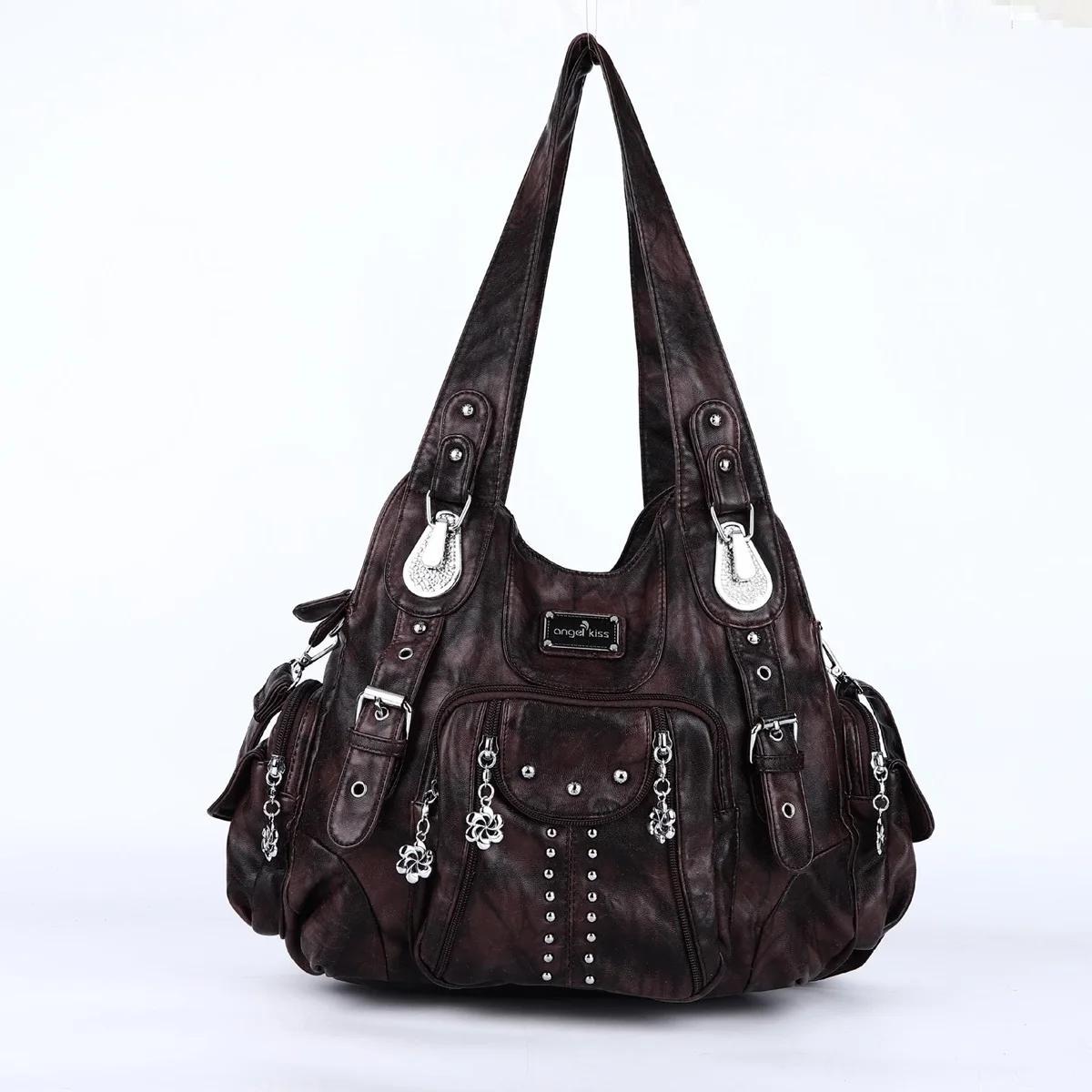 Sac à main pour femme Angel Kiss, grand sac fourre-tout vintage en PU avec poignée supérieure, sac à