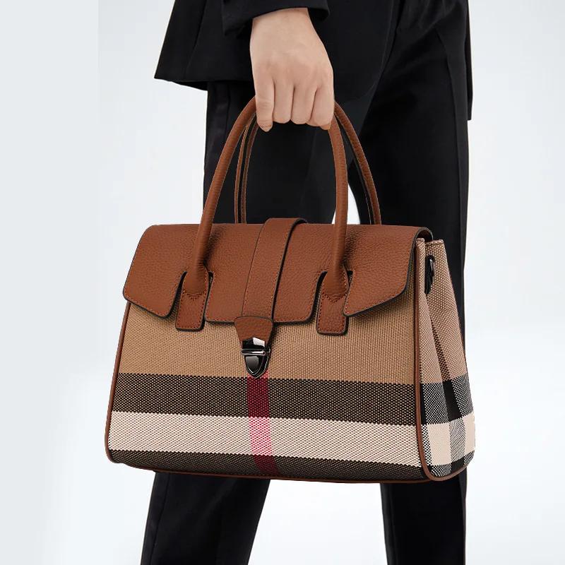 Aidrani-Sac à main en cuir à carreaux de style atmosphérique haut de gamme pour femme, grande capaci